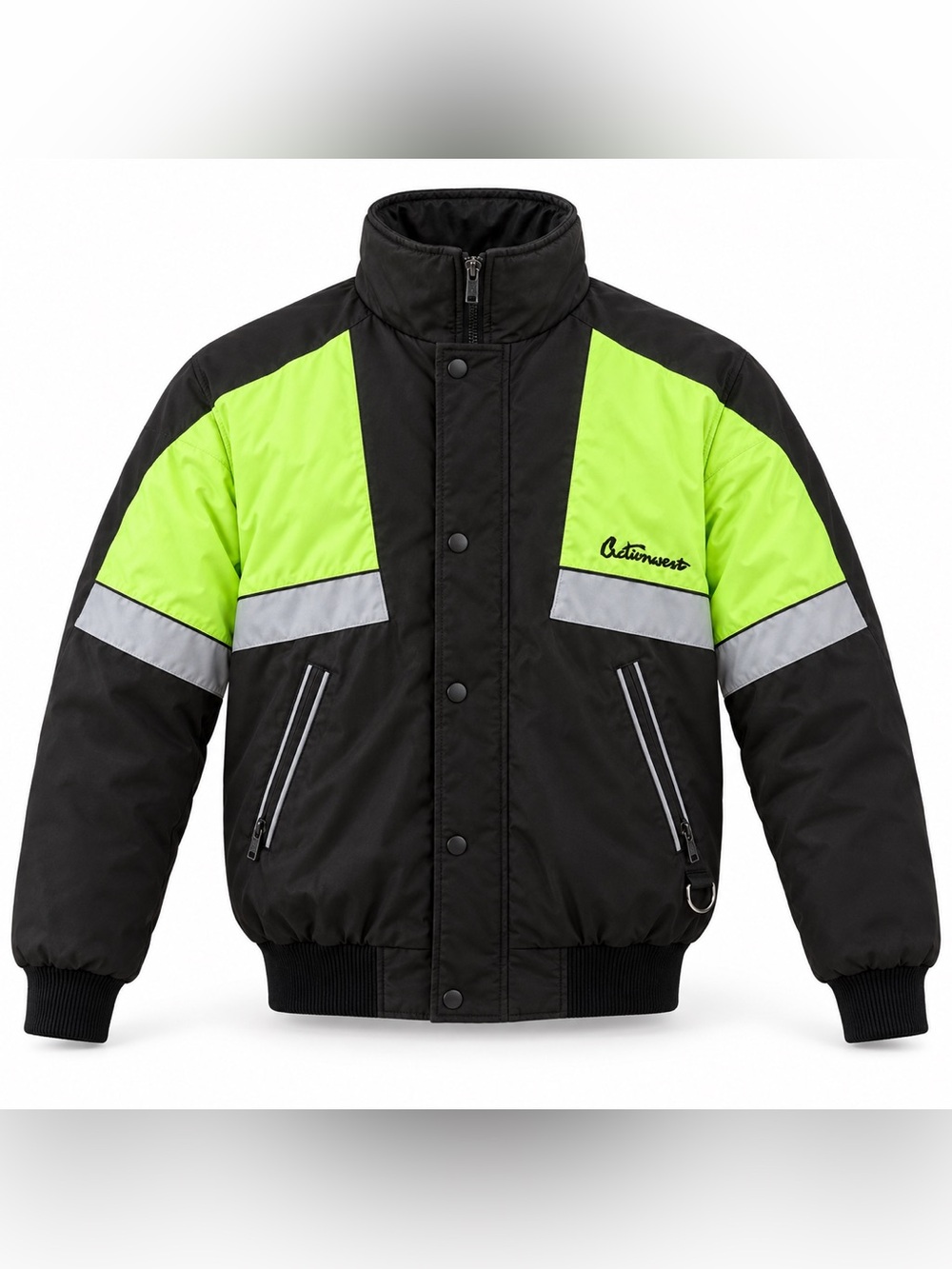 Vintage 80s Activewear Ski Wear Neon Colorblock Bomber Jacket Size 38
